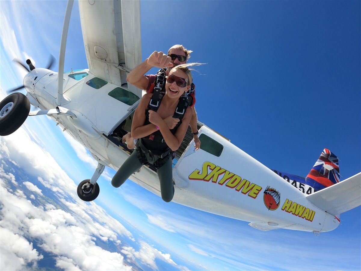 jumping out of the plane to skydive